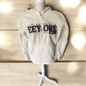 Disney Eeyore Winnie the Pooh Fleece Embroidered Cream Hoodie size XL